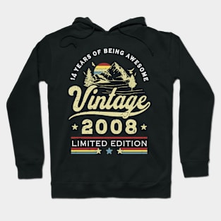 14 Years Old Vintage 2008 Limited Edition 14th Birthday Hoodie